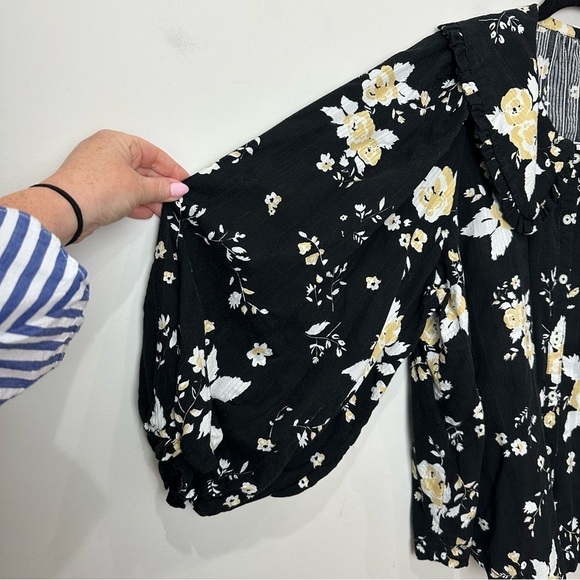 Free People Blushing Blossom Button Up Wide Collar Statement Sleeved Shirt - Picture 5 of 8